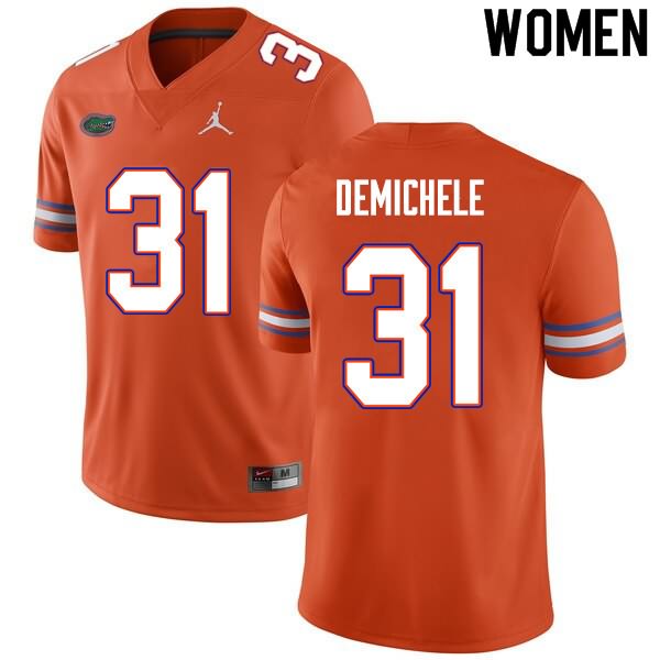 NCAA Florida Gators Chase DeMichele Women's #31 Nike Orange Stitched Authentic College Football Jersey GLI0164AV